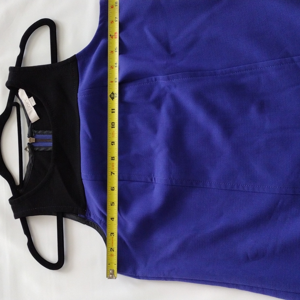 LOFT Dress Size 8 Black Blue/Purple Color Block, Midi. - Picture 7 of 12